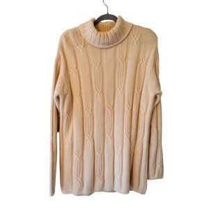 United Colors Of Benetton Wool Angora Beige Turtleneck Sweater M Made In Italy